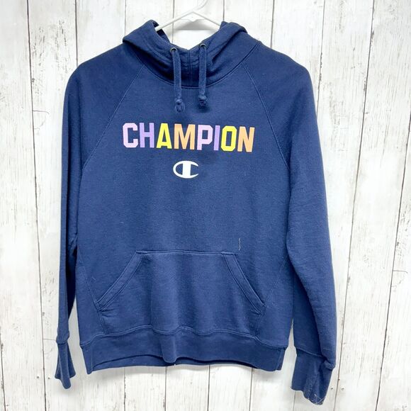 Champion Tops - Champion Hoodie Women Size Small Blue Open Pocket Cotton Logo Pastel Casual Fit